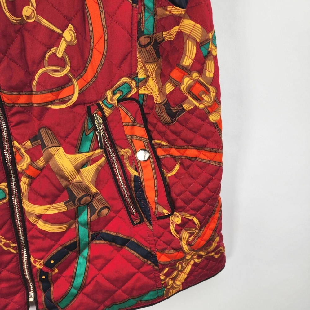 Patty Kim Vest Womens L Quilted Red Equestian - Picture 2 of 10